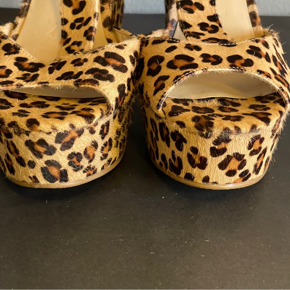 Leopard Print Wedge Sandals - Picture 3 of 8